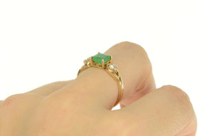 18K 1.15 Ctw Emerald Diamond Engagement Ring Yellow Gold