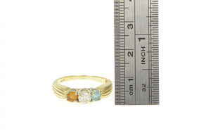 14K 0.86 Ctw Diamond Topaz Citrine Engagement Ring Yellow Gold