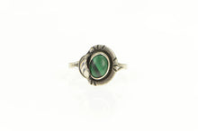 Load image into Gallery viewer, Sterling Silver Taxco Malachite Cabochon Leaf Statement Ring