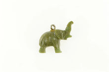 Load image into Gallery viewer, 14K Carved 3D Nephrite Elephant Ornate Animal Charm/Pendant Yellow Gold