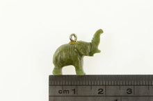 Load image into Gallery viewer, 14K Carved 3D Nephrite Elephant Ornate Animal Charm/Pendant Yellow Gold