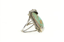 Load image into Gallery viewer, Sterling Silver Southwestern Turquoise Cabochon Leaf Cuff Bracelet 6.25&quot;