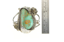 Load image into Gallery viewer, Sterling Silver Southwestern Turquoise Cabochon Leaf Cuff Bracelet 6.25&quot;