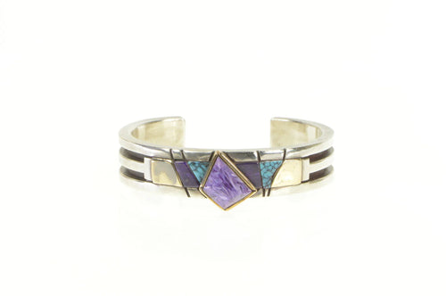 Sterling Silver Navajo Ronnie Joe Henry 14k Sugilite Cuff Bracelet 6.25