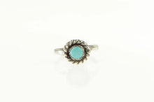 Load image into Gallery viewer, Sterling Silver Round Turquoise Twist Trim Southwestern Ring