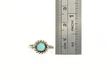 Load image into Gallery viewer, Sterling Silver Round Turquoise Twist Trim Southwestern Ring