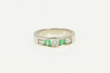 Load image into Gallery viewer, 14K 1.00 Ctw Natural Emerald Diamond Band Ring White Gold