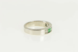 14K 1.00 Ctw Natural Emerald Diamond Band Ring White Gold