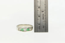 Load image into Gallery viewer, 14K 1.00 Ctw Natural Emerald Diamond Band Ring White Gold