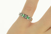 Load image into Gallery viewer, 14K 1.00 Ctw Natural Emerald Diamond Band Ring White Gold