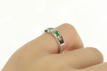 Load image into Gallery viewer, 14K 1.00 Ctw Natural Emerald Diamond Band Ring White Gold