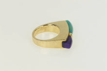 Load image into Gallery viewer, 14K Turquoise Sugilite Squared Unique Modernist Ring Yellow Gold