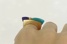 Load image into Gallery viewer, 14K Turquoise Sugilite Squared Unique Modernist Ring Yellow Gold
