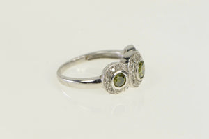 14K 1.30 Ctw Green White Diamond Halo Engagement Ring White Gold