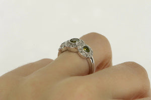 14K 1.30 Ctw Green White Diamond Halo Engagement Ring White Gold