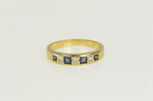 18K 0.63 Ctw Princess Sapphire Diamond Wedding Ring Yellow Gold