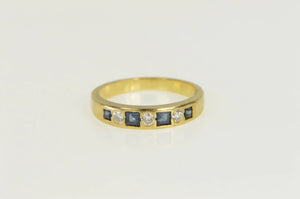 18K 0.63 Ctw Princess Sapphire Diamond Wedding Ring Yellow Gold