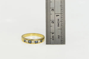 18K 0.63 Ctw Princess Sapphire Diamond Wedding Ring Yellow Gold