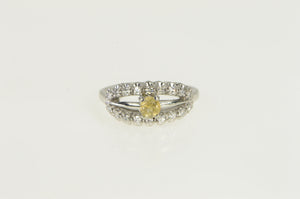 18K Art Deco Citrine Diamond Vintage Engagement Ring White Gold