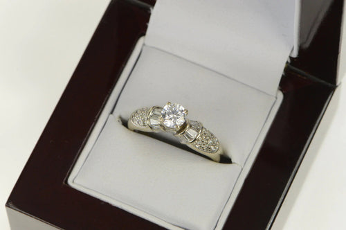 14K 0.71 Ctw Diamond CZ Center Travel Engagement Ring White Gold