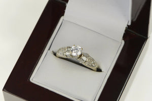 14K 0.71 Ctw Diamond CZ Center Travel Engagement Ring White Gold