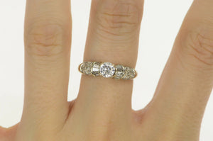 14K 0.71 Ctw Diamond CZ Center Travel Engagement Ring White Gold