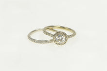 Load image into Gallery viewer, 14K Round Halo Engagement Bridal Set Moissanite Ring White Gold