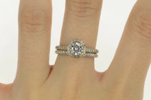 Load image into Gallery viewer, 14K Round Halo Engagement Bridal Set Moissanite Ring White Gold