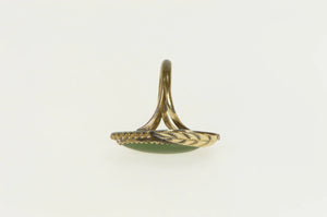 Gold Filled Nephrite Southwestern Feather Leaf Vintage Ring
