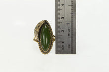 Load image into Gallery viewer, Gold Filled Nephrite Southwestern Feather Leaf Vintage Ring