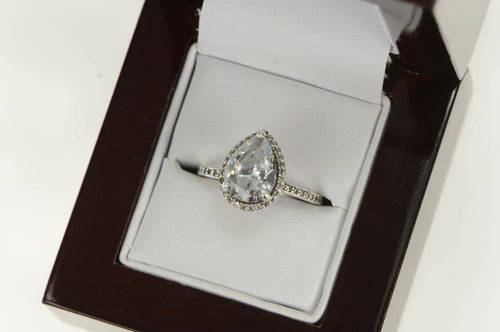 Sterling Silver Pandora Sparkling Teardrop Halo Promise Ring