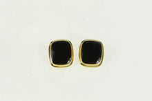 Load image into Gallery viewer, 10K Squared Black Onyx Inlay Statement Stud Earrings Yellow Gold