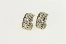 Load image into Gallery viewer, Sterling Silver Two Tone 14k Gold Diamond Cut Lattice Hoop Earrings