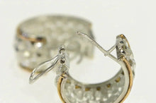 Load image into Gallery viewer, Sterling Silver Two Tone 14k Gold Diamond Cut Lattice Hoop Earrings