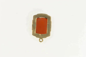 14K Victorian Ornate Carnelian Squared Statement Pendant Yellow Gold