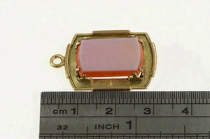 14K Victorian Ornate Carnelian Squared Statement Pendant Yellow Gold