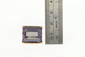 14K 1940's Emerald Cut Amethyst Squared Filigree Ring Yellow Gold
