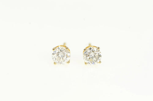 14K 1.00 Ctw Classic Diamond Solitaire Stud Earrings Yellow Gold