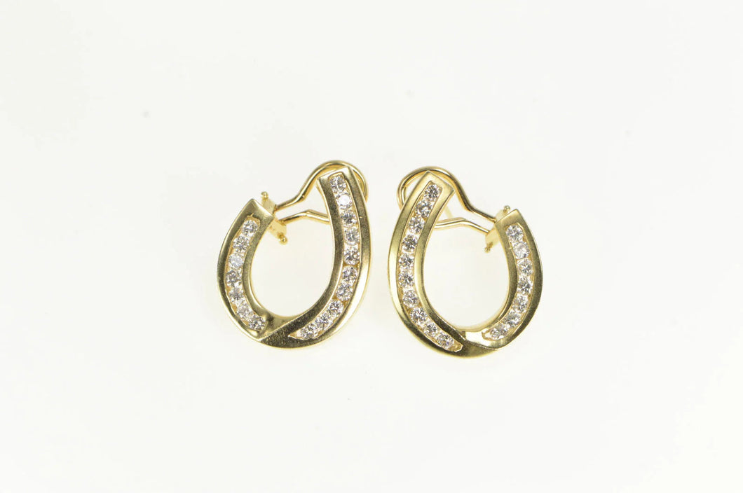 14K 1.36 Ctw Diamond Curved Loop Statement Earrings Yellow Gold