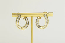 Load image into Gallery viewer, 14K 1.36 Ctw Diamond Curved Loop Statement Earrings Yellow Gold