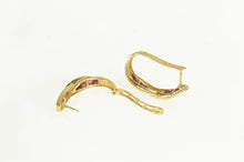 Load image into Gallery viewer, 10K 2.20 Ctw Natural Ruby Diamond Oval Hoop Earrings Yellow Gold