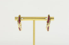 Load image into Gallery viewer, 10K 2.20 Ctw Natural Ruby Diamond Oval Hoop Earrings Yellow Gold