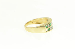 14K 1.70 Ctw Princess Diamond Emerald Wedding Ring Yellow Gold