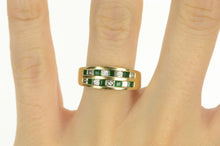 Load image into Gallery viewer, 14K 1.70 Ctw Princess Diamond Emerald Wedding Ring Yellow Gold