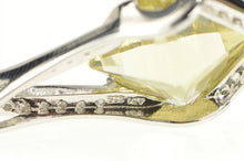 Load image into Gallery viewer, Sterling Silver Faceted Citrine Squared CZ Accent Drop Pendant