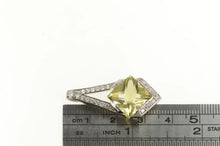 Load image into Gallery viewer, Sterling Silver Faceted Citrine Squared CZ Accent Drop Pendant