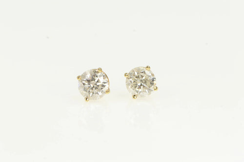 14K 1.75 Ctw Diamond Solitaire Classic Stud Earrings Yellow Gold