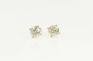 14K 1.75 Ctw Diamond Solitaire Classic Stud Earrings Yellow Gold