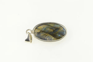 Sterling Silver Oval Labradorite Cabochon Statement Pendant