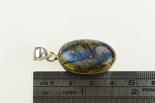 Load image into Gallery viewer, Sterling Silver Oval Labradorite Cabochon Statement Pendant